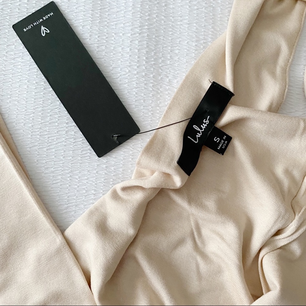 NWT Lulu’s Cream Tied Shoulder Strap Bodysuit - Picture 11 of 12
